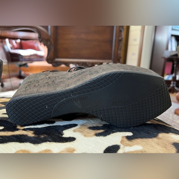 Stuart Weitzman ~ Dark Brown Cork and Leather Wedges - Picture 4 of 9